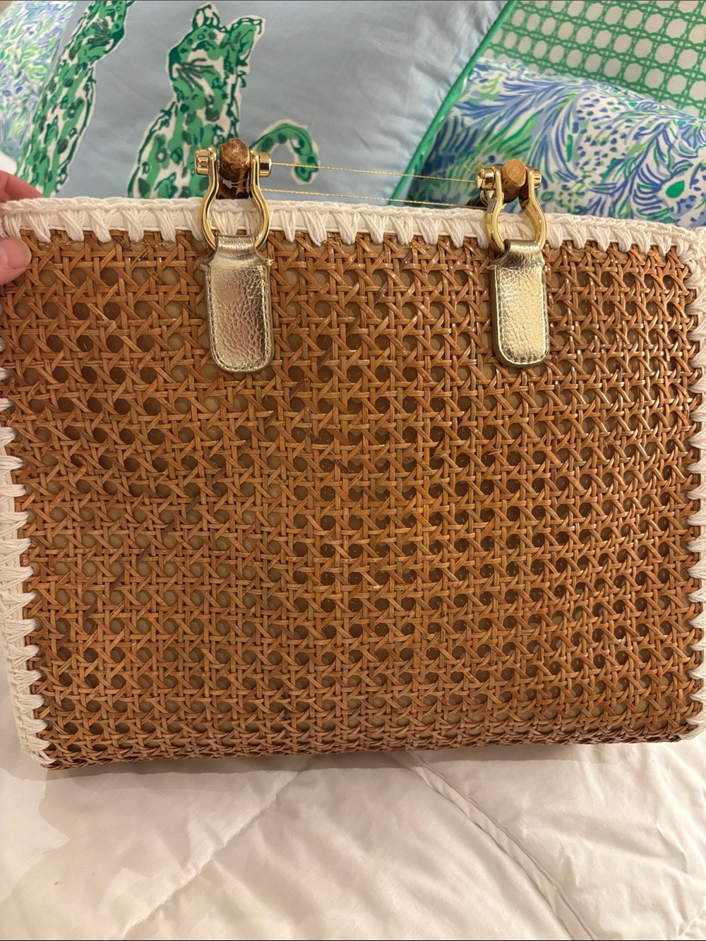 Lilly Pulitzer Greydon Cane Tote NWT - Picture 4 of 6